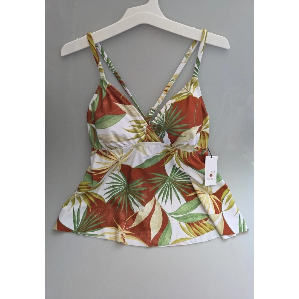 NWT Shade & Shore Tropical Print Tankini Swim Top Size Medium (8-10)